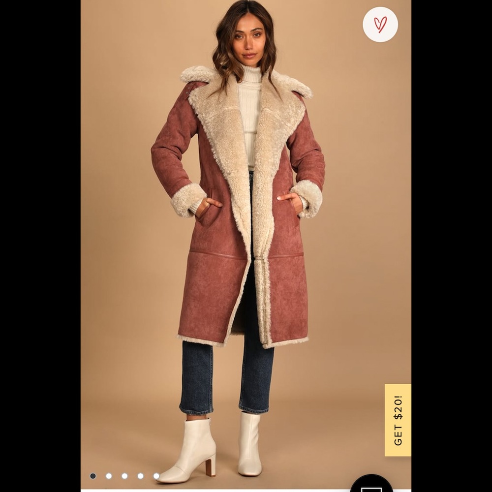 Snuggle Up Rose Faux Suede Coat- Sz XS